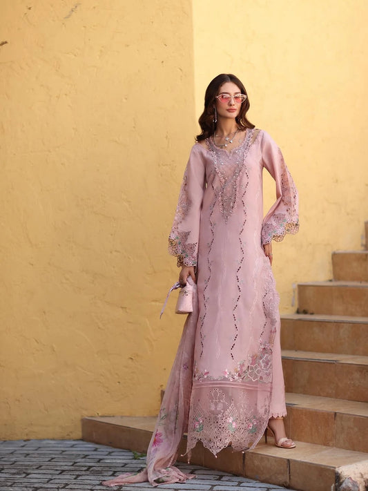 Noor Luxe Chikankari 3-Piece Unstitched Lawn Embroidered Suit (D2 - A)