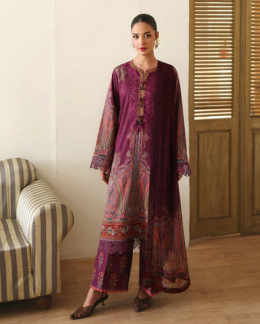 Roheenaz Éclat | Dahlia Dream | Unstitched 3 Piece Lawn Suit (Printed & Embroidered)