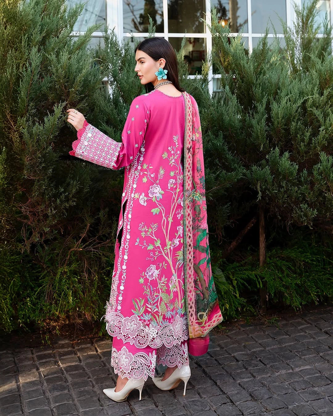 Mushq A Moi Luxury Lawn ’26 | Embroidered 3-Piece Unstitched Suit (Blushing Rose)