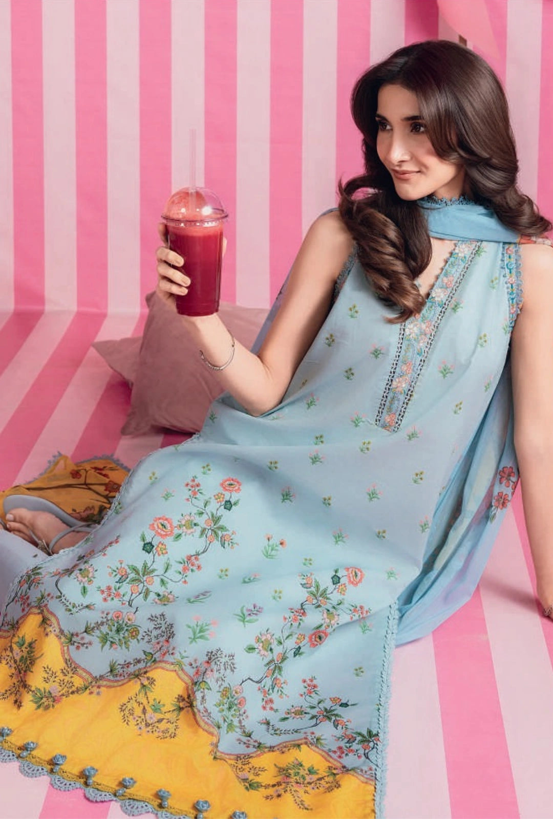 MariaB MBasics Printed & Embroidered Lawn Unstitched 3 Piece Suit (unstitched)