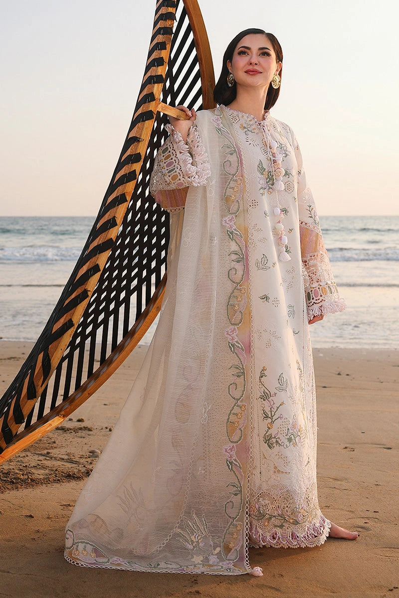 QALAMKAR Sahil | Luxury Chikankari Embroidered 3PC Lawn Suit with Rocket Net Dupatta | ILARA
