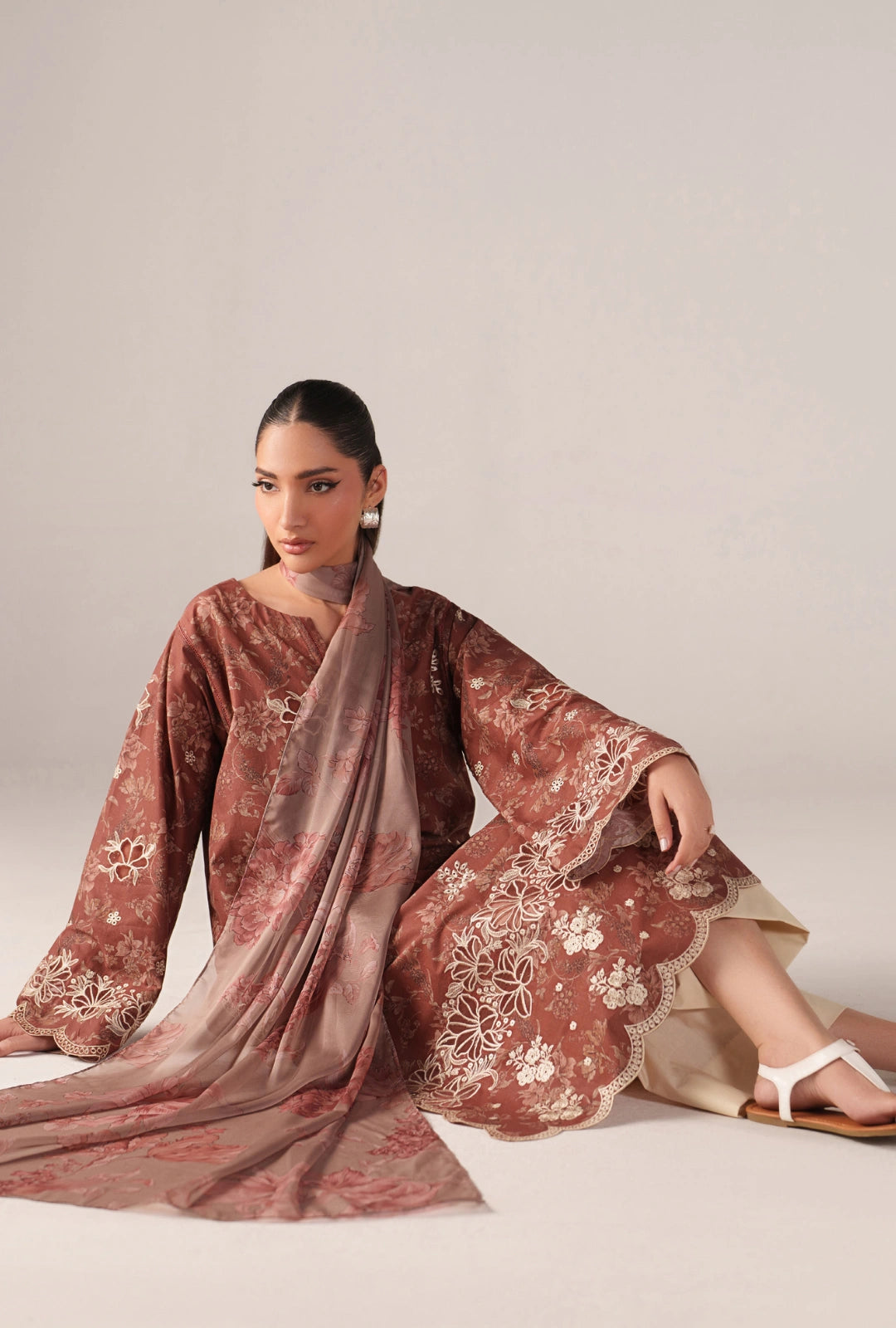 IZNIK Luxury Lawn Collection – SS-10 | Rust 3-Piece Set