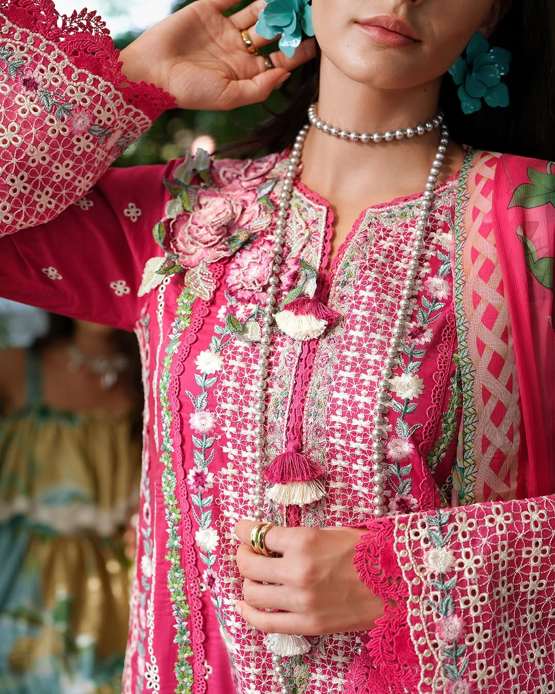 Mushq A Moi Luxury Lawn ’26 | Embroidered 3-Piece Unstitched Suit (Blushing Rose)