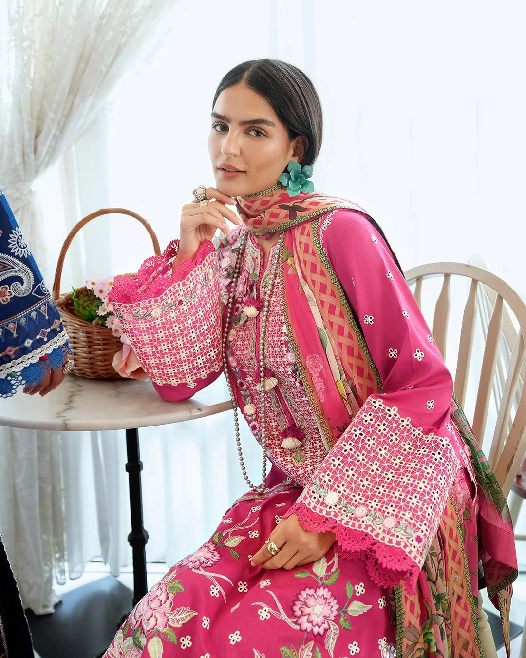 Mushq A Moi Luxury Lawn ’26 | Embroidered 3-Piece Unstitched Suit (Blushing Rose)