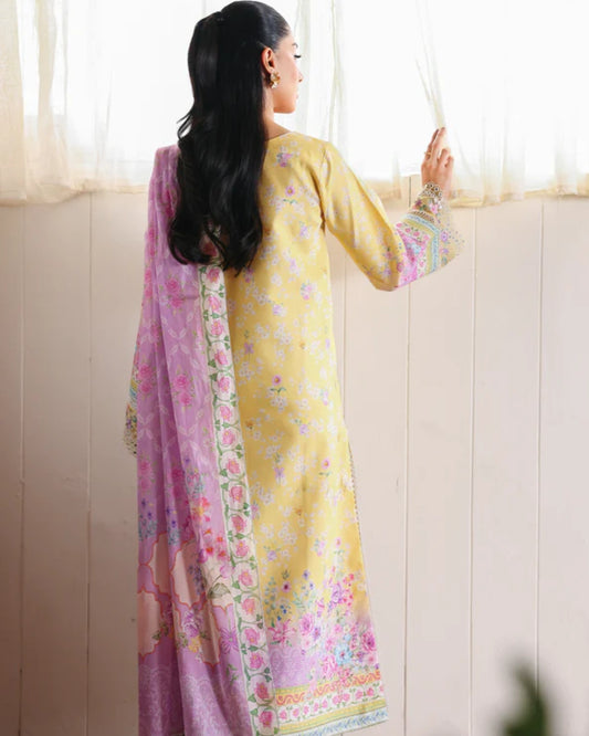 NISSA Floral Symphony – Embroidered & Printed Lawn Suit by Rajbari (Unstitched) 03