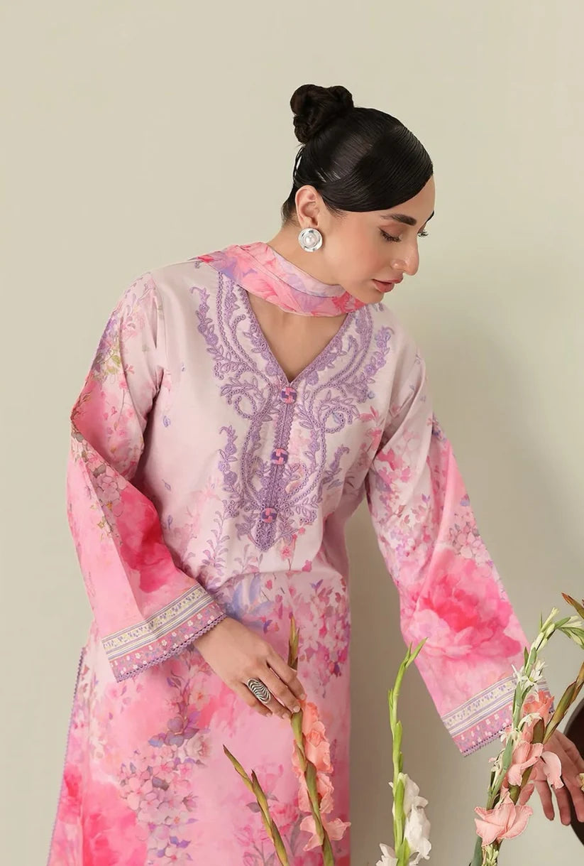 Roheenaz Rosette 3-Piece stitched Lawn Suit (Petal Whispers)