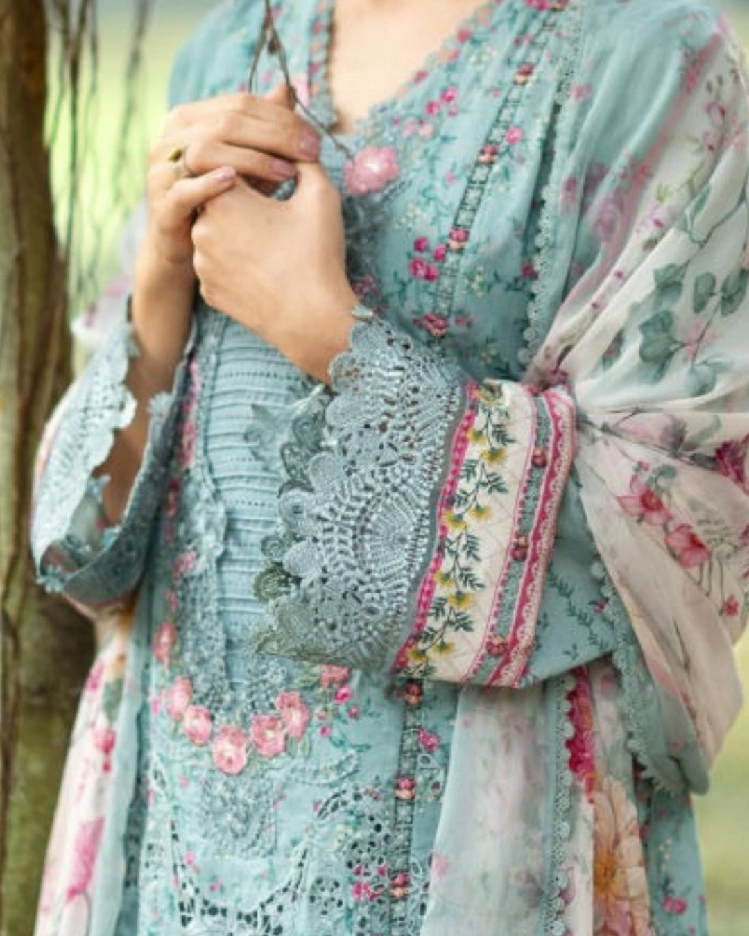 ELAF PREMIUM - Chikankari - Prints Collection with Chiffon (unstitched)