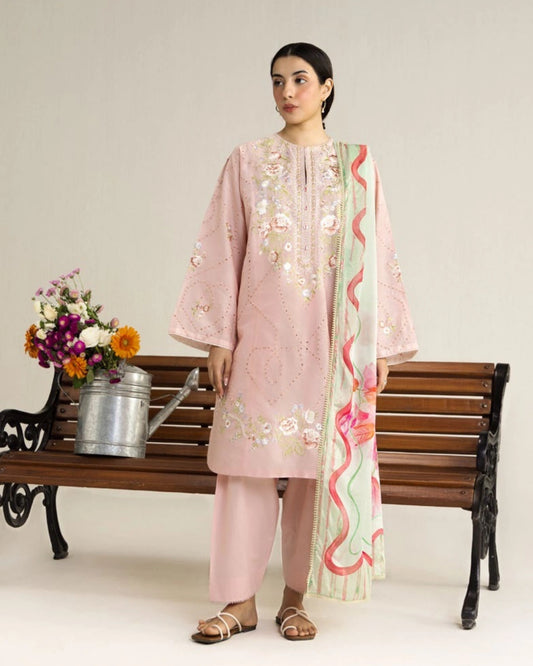 Coco By Zara Shahjahan Embroidered Lawn 3-Piece Unstitched Suit (Lune-2B)