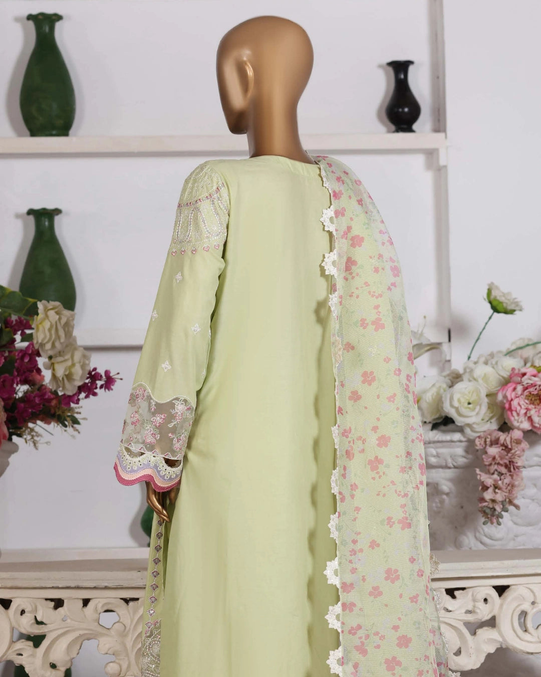 HZ Muse-Embroidered 3 Piece Outfit Stitched Suite LIME (CSE-3P-215)