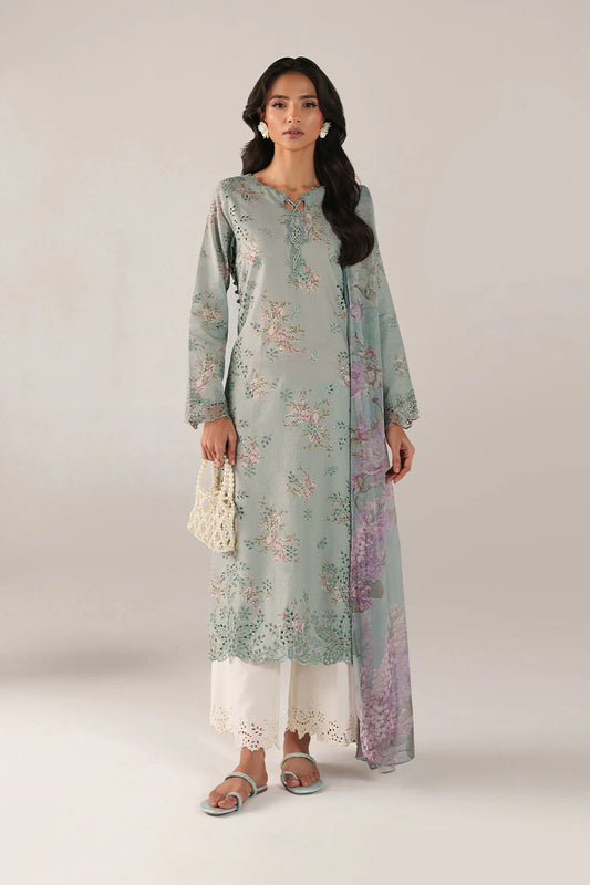 Iznik spring summer Dusty Ice Blue Embroidered Lawn 3 Piece stitched Suit (SS-12)