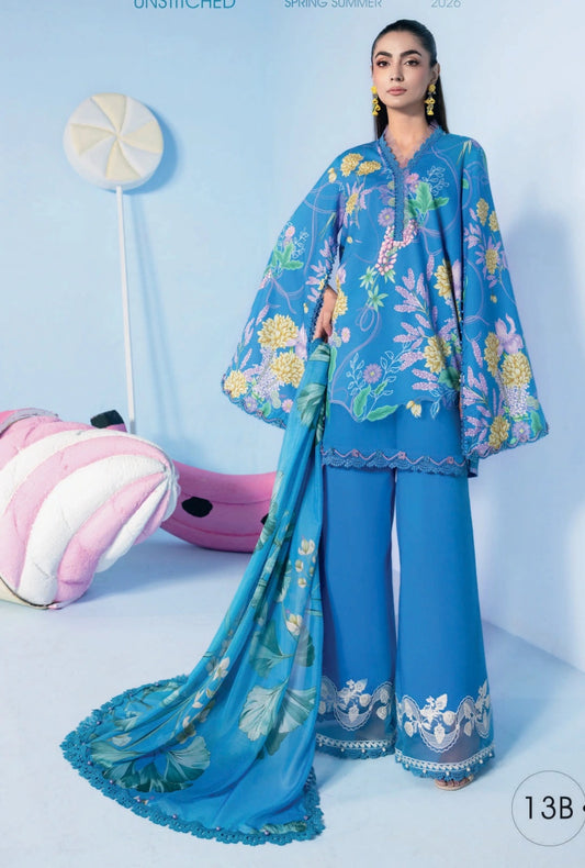 MariaB MBasics Printed & Embroidered Lawn Unstitched 3 Piece Suit (unstitched)