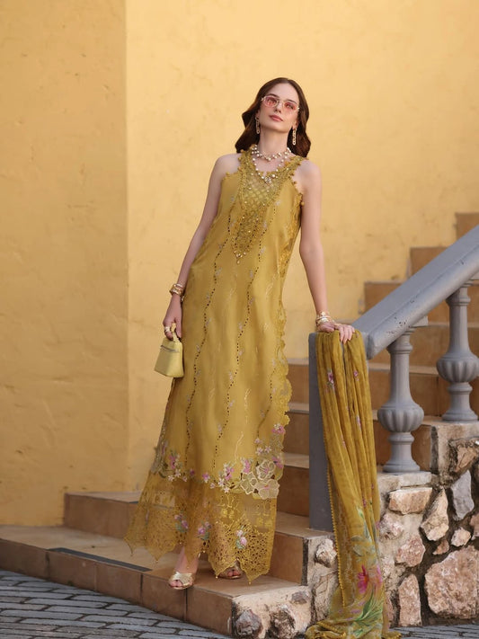 Noor Luxe Chikankari 3-Piece Unstitched Lawn Embroidered Suit (D2 - B)