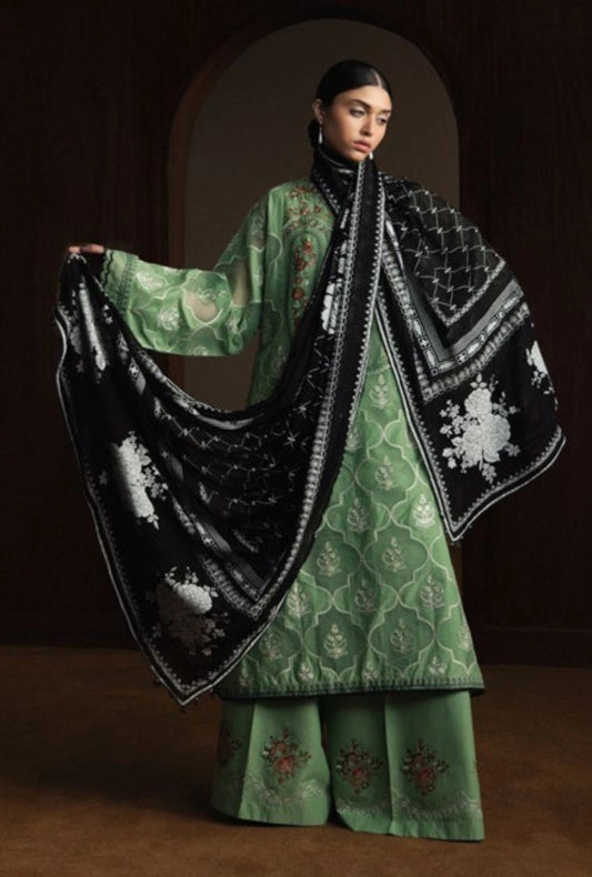 ZSJ SATORI – Stillness & Luxury | Embroidered Pima Lawn Unstitched 3-Piece Suit MIDORIYA-D6