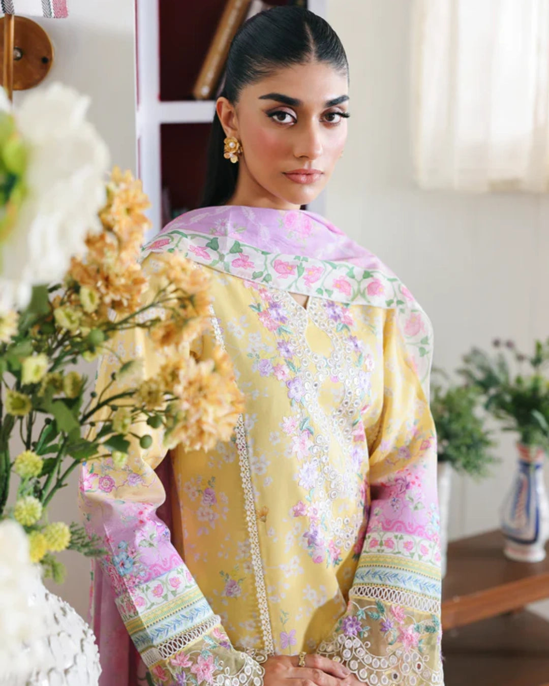 NISSA Floral Symphony – Embroidered & Printed Lawn Suit by Rajbari (Unstitched) 03