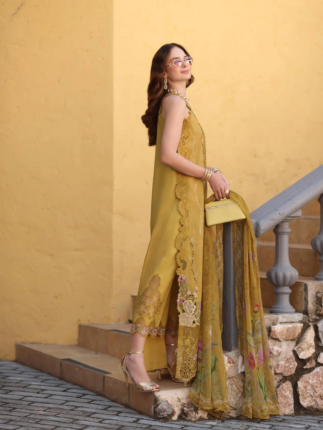 Noor Luxe Chikankari 3-Piece Unstitched Lawn Embroidered Suit (D2 - B)
