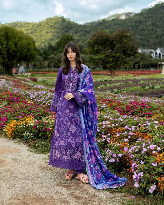 Lily Veil – Embroidered Lawn with Silk Dupatta