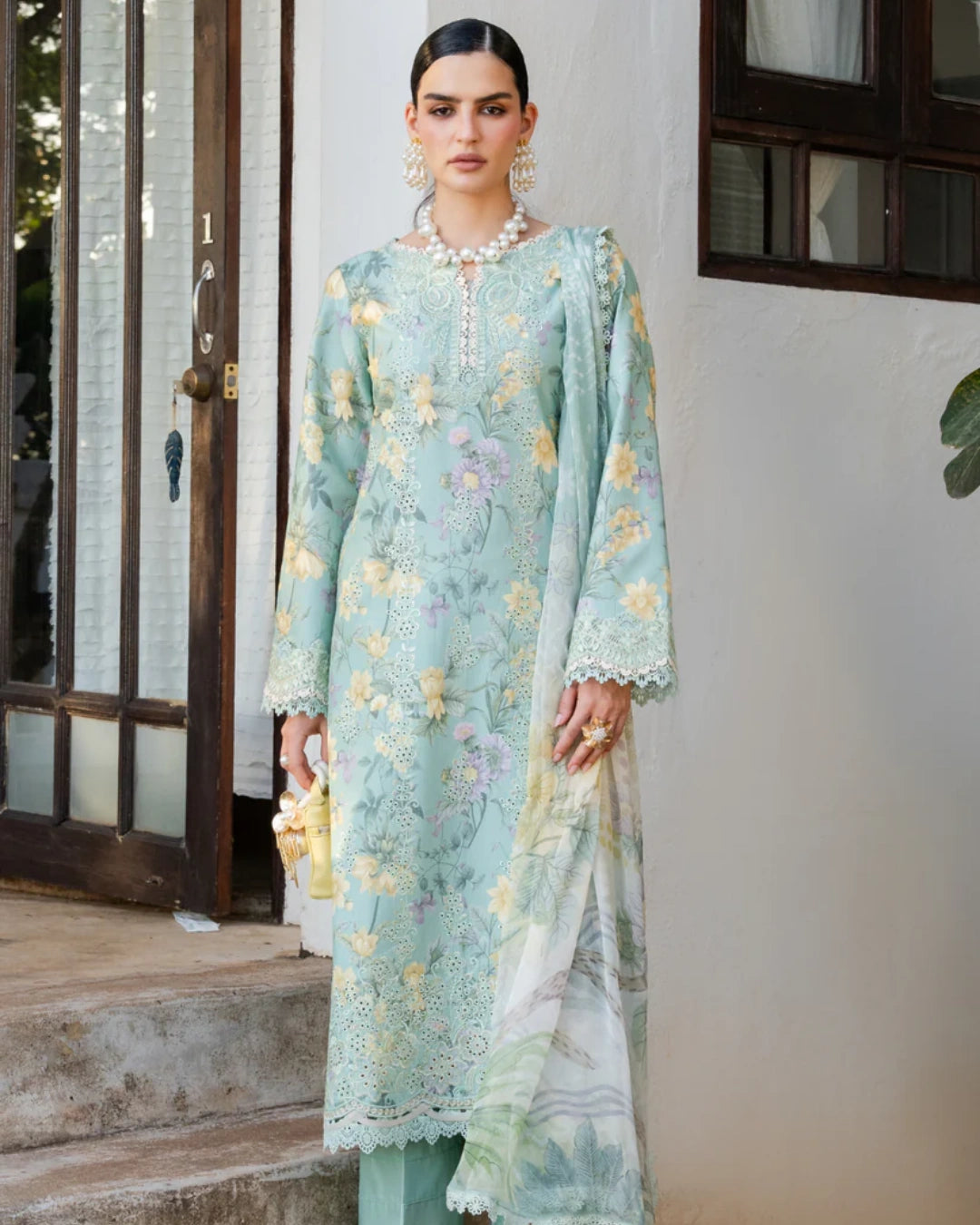 Aabyaan Shezlin Chikankari Lawn 2026 – Embroidered 3 Piece Suit (Unstitched) AZ-03