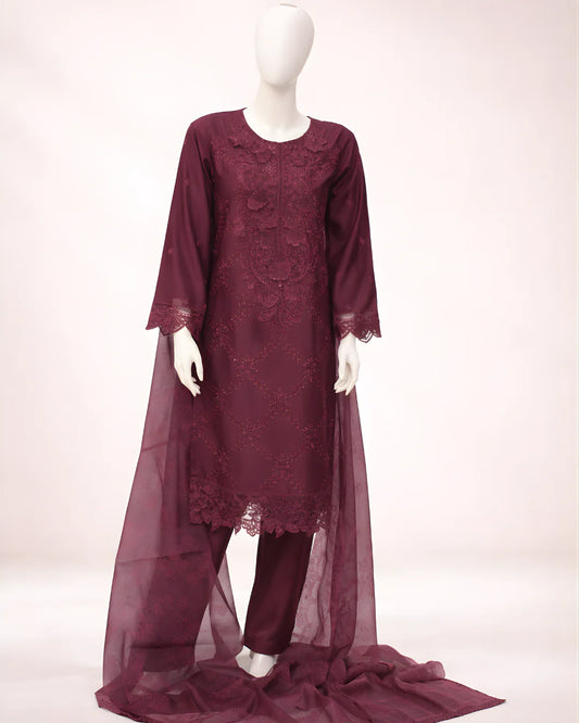 Pasand of Lahore 3-Piece Premium Viscose Suit – Mehroon (PL-372)