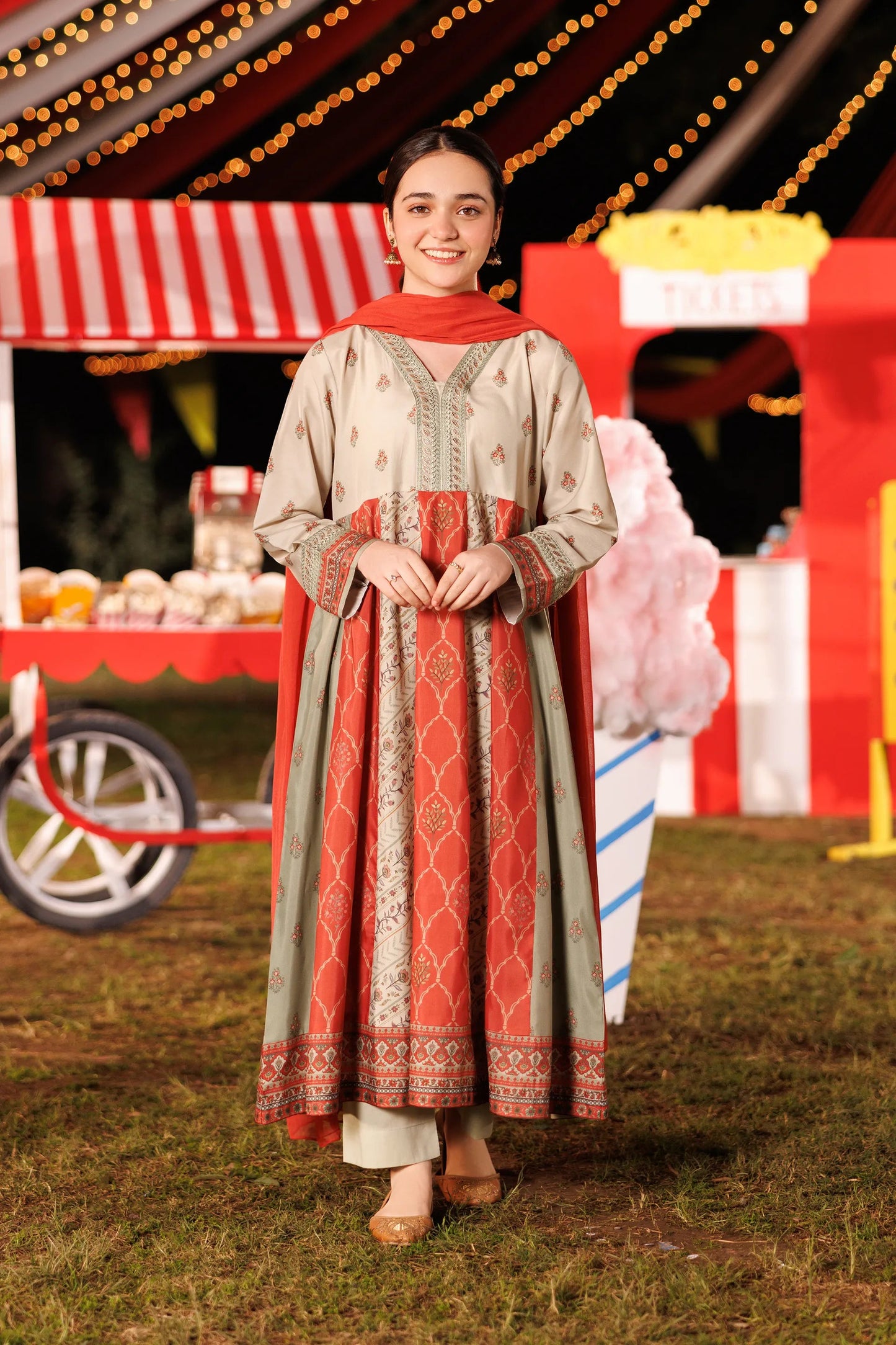 Garnet Embroidered Lawn Stitched 3 Piece Suit (Orange Pop) | Summer Collection 2026