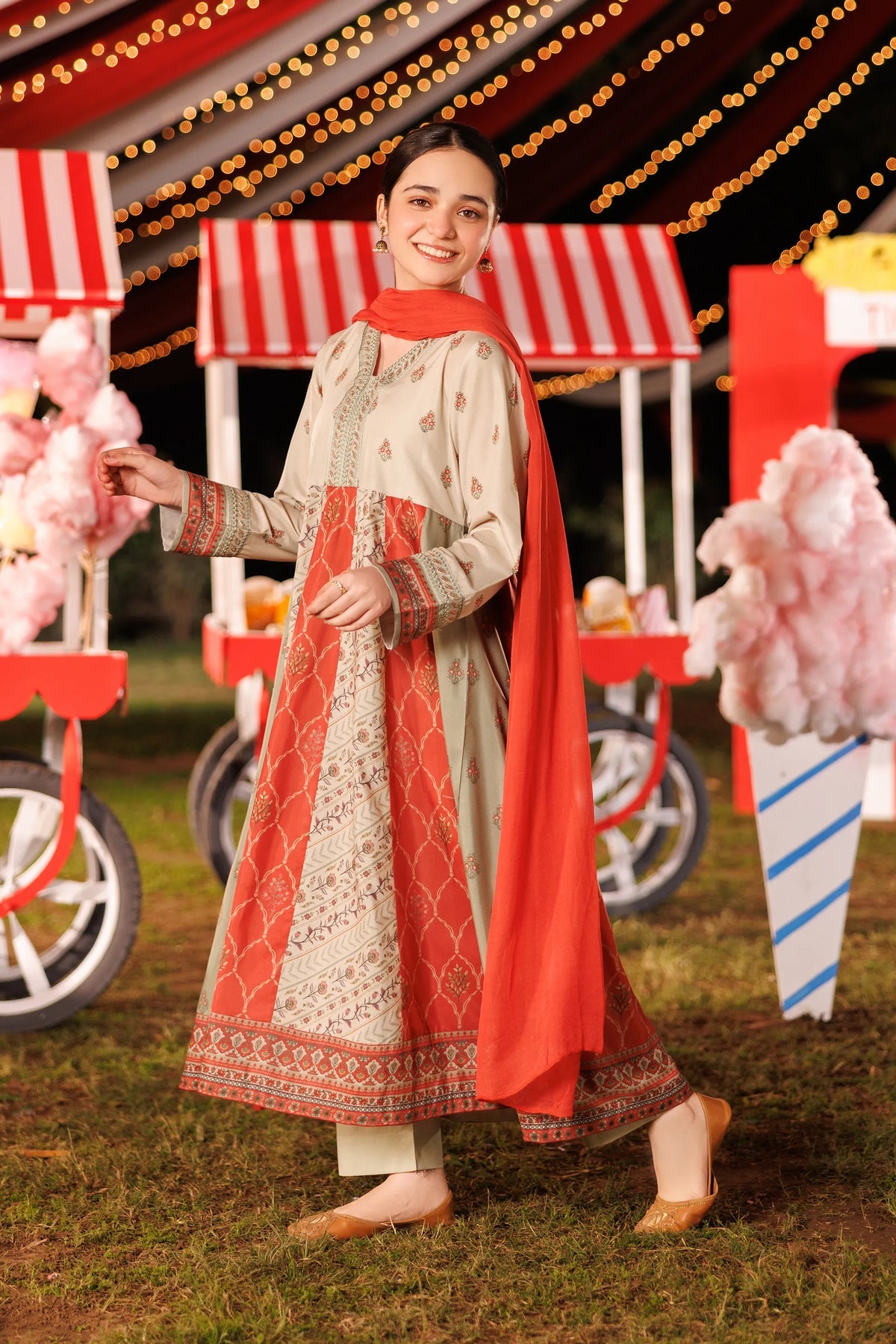 Garnet Embroidered Lawn Stitched 3 Piece Suit (Orange Pop) | Summer Collection 2026