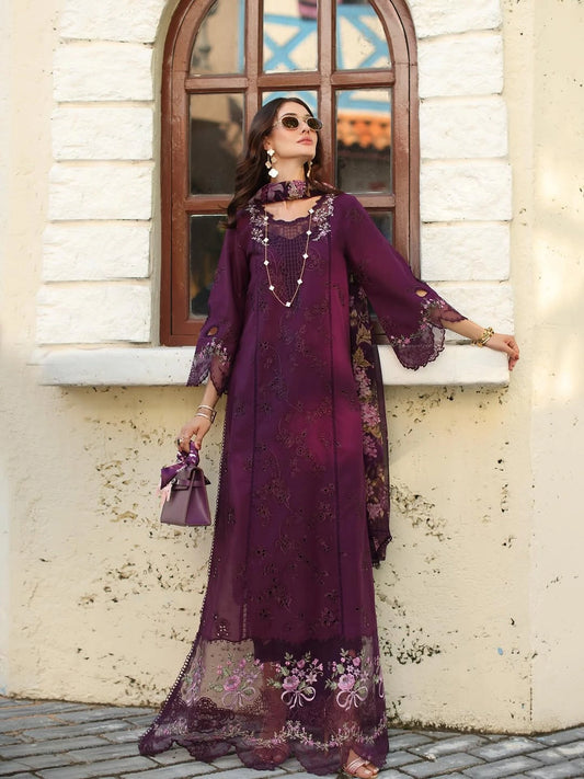 Noor Luxe Chikankari 3-Piece Unstitched Lawn Embroidered Suit (D5 - A)