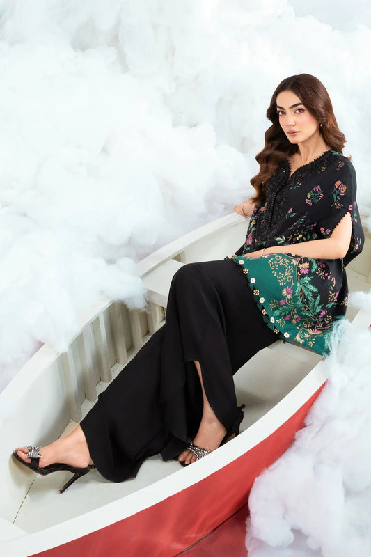 MariaB MBasics-Embroidered Lawn 3 Piece Unstitched Suit with Chiffon Dupatta (D01B)
