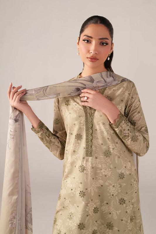 Iznik spring summer Pistachio Green Embroidered Lawn 3 Piece stitched Suit (SS-07)