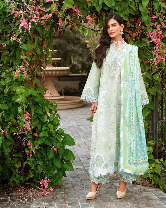 Mushq A Moi Luxury Lawn ’26 | Embroidered 3-Piece Unstitched Suit (Love Escape)