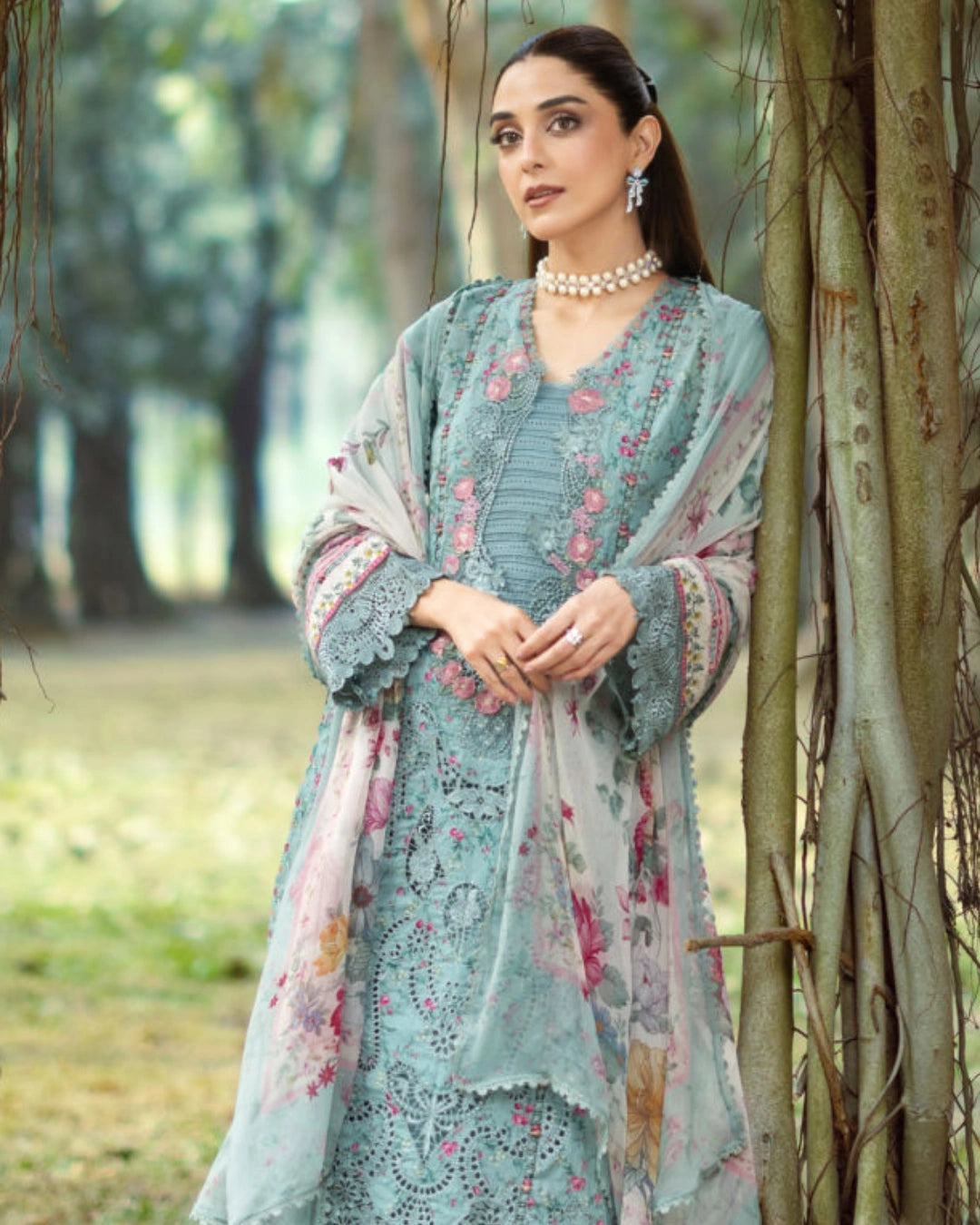 ELAF PREMIUM - Chikankari - Prints Collection with Chiffon (unstitched)