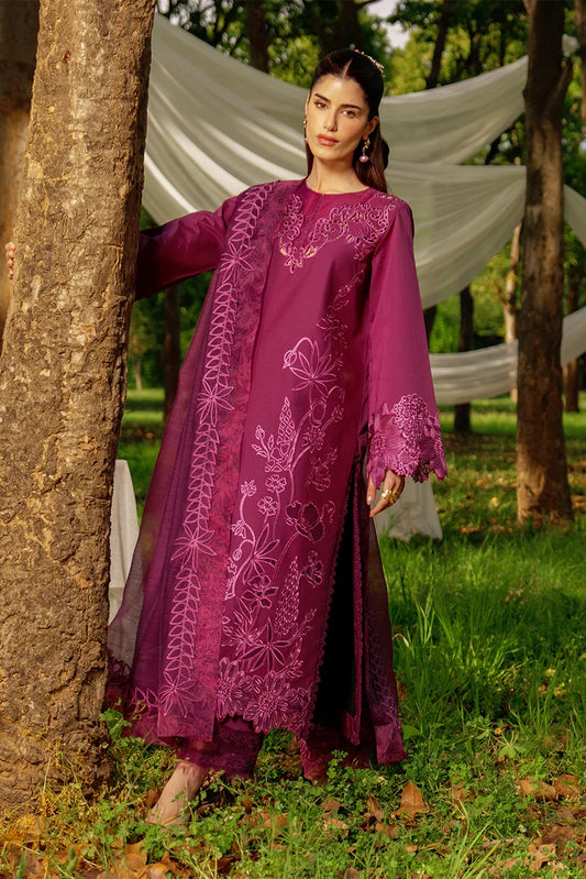 Rang Rasiya- Embroidered Lawn 3PC Unstitched Suit with Net Dupatta (Zaha)