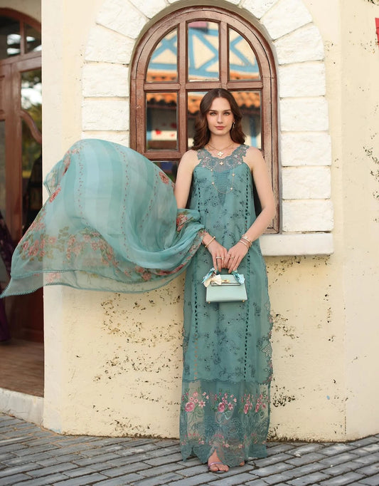 Noor Luxe Chikankari 3-Piece Unstitched Lawn Embroidered Suit (D5 - B)