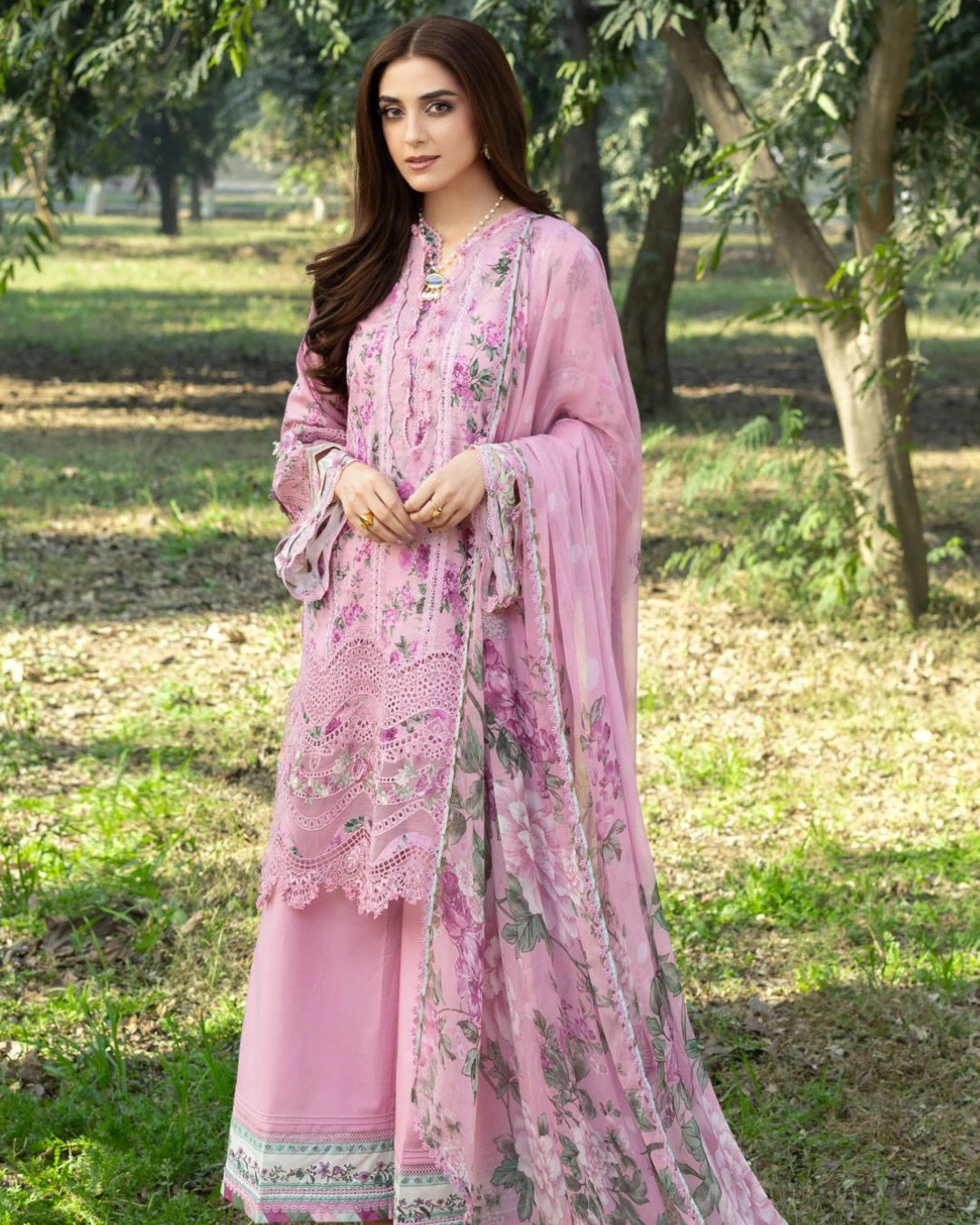 ELAF PREMIUM - Chikankari - Prints Collection with Chiffon (unstitched)