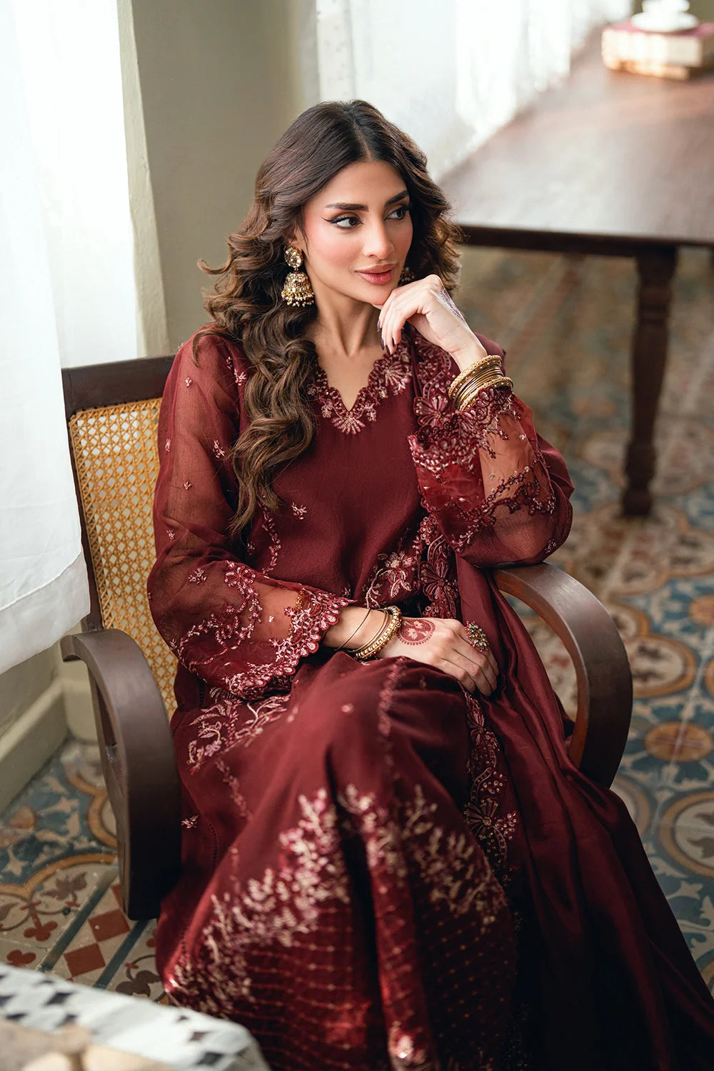 Azure Ensembles '26 - Premium 3 Piece Unstitched Suit (Hibiscus)
