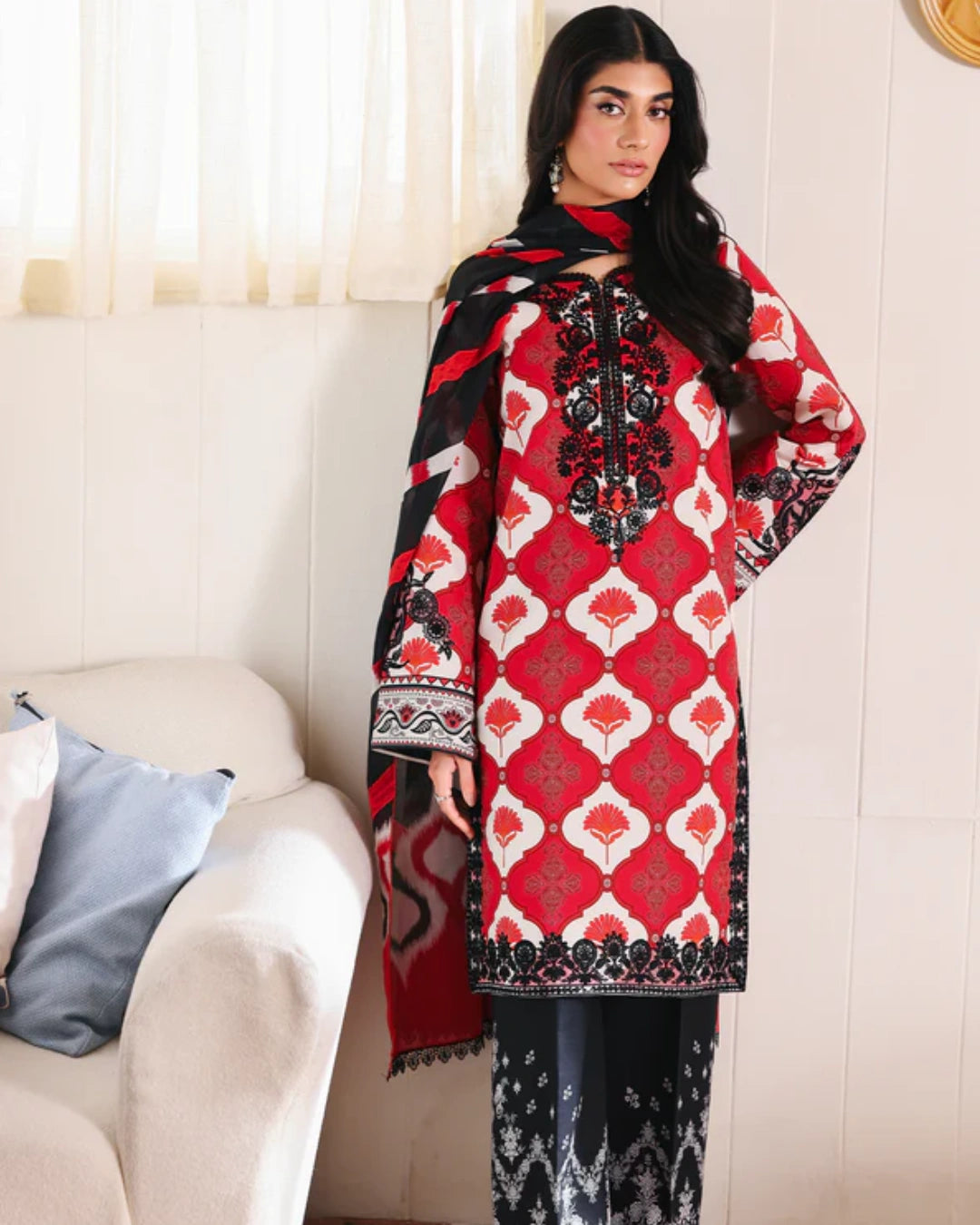 NISSA Floral Symphony – Embroidered & Printed Lawn Suit by Rajbari (Unstitched) 04