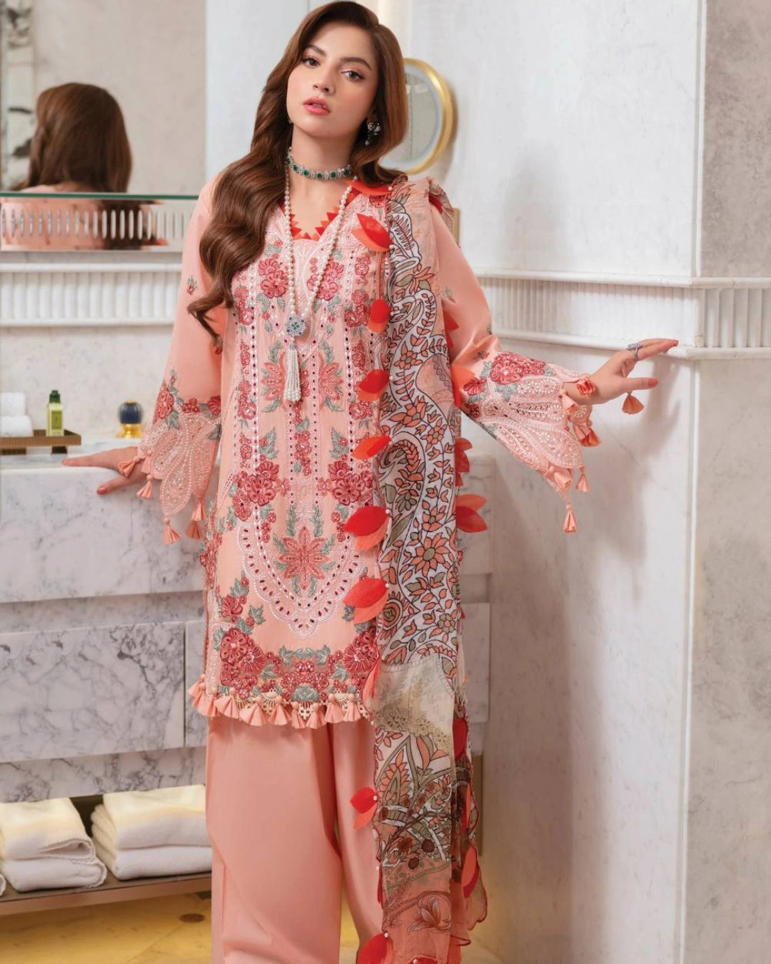 Jade Ombre Starlet Luxury Lawn – Chikankari Embroidered Unstitched 3-Piece Suit | 20823