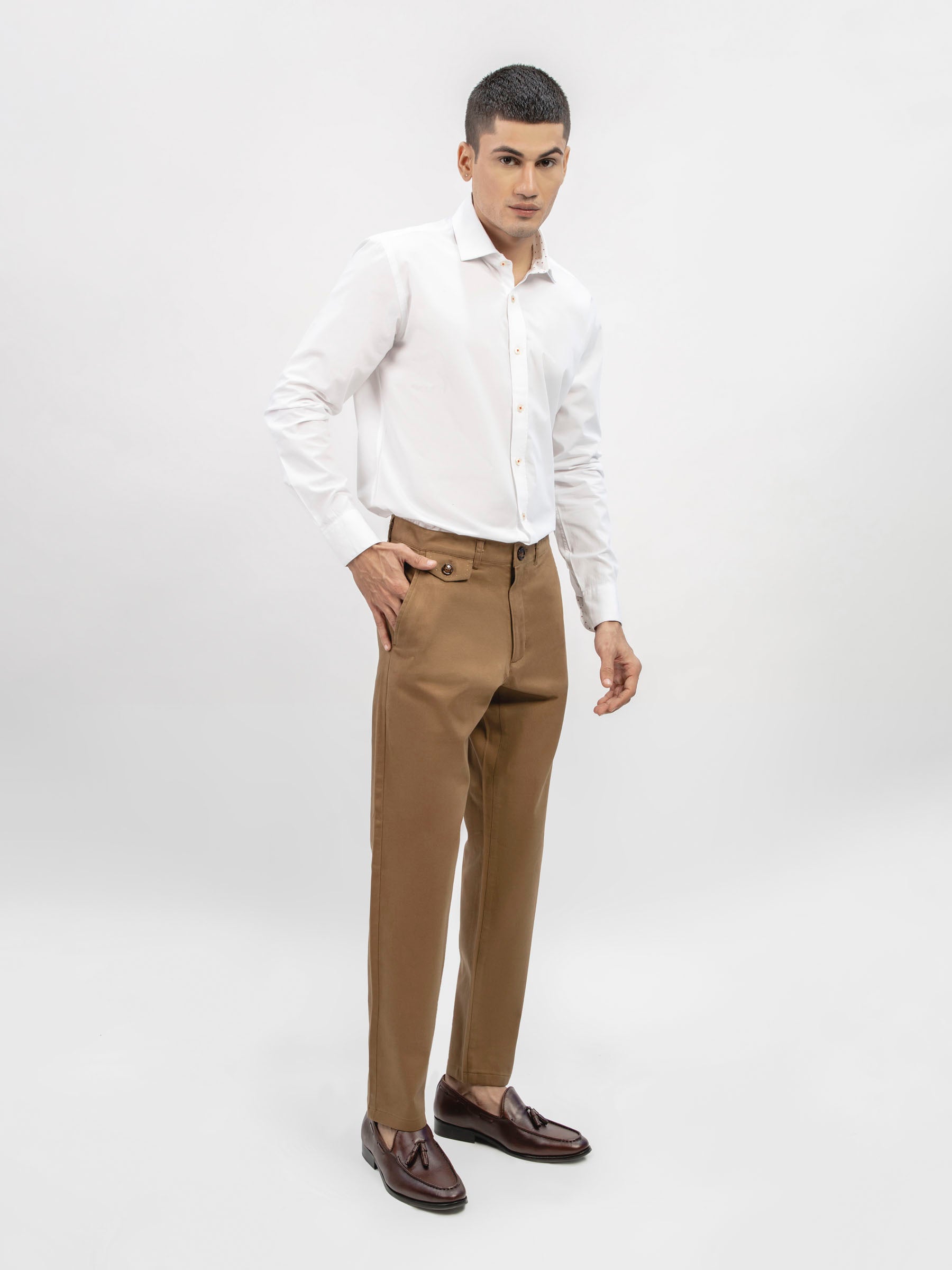 Camel Brown 3177 Structured Casual Fit Chinos-SS2024