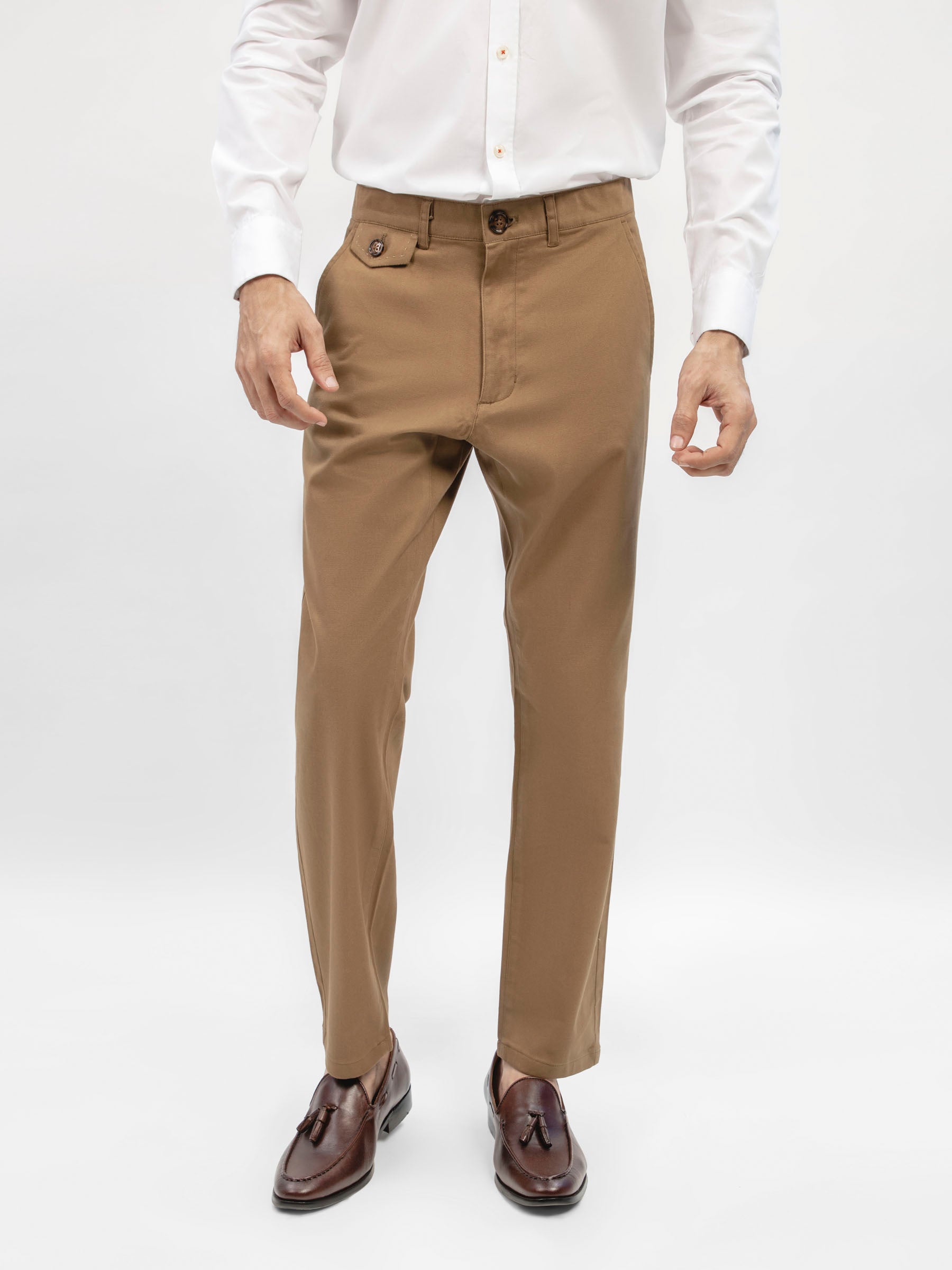 Camel Brown 3177 Structured Casual Fit Chinos-SS2024