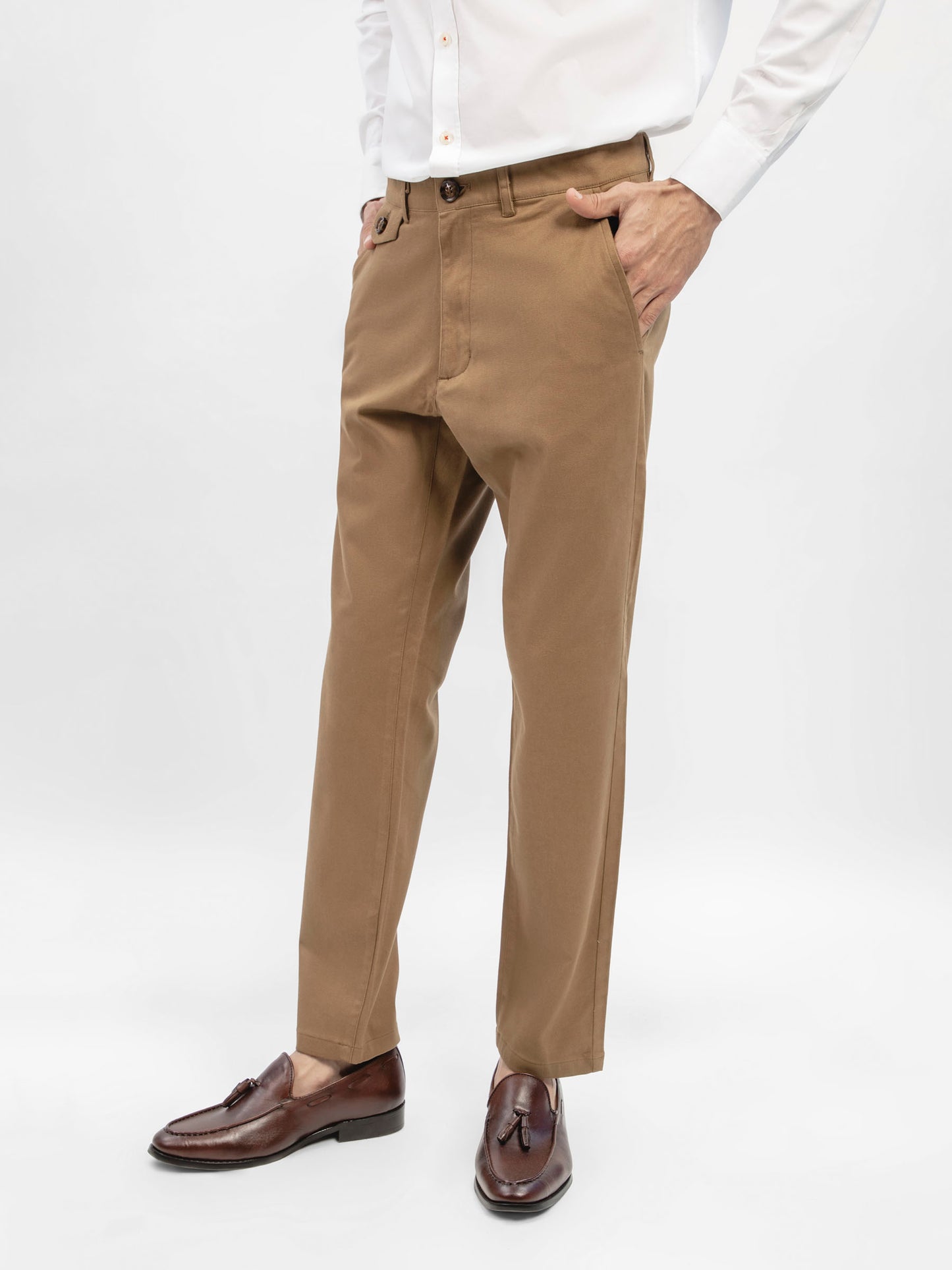 Camel Brown 3177 Structured Casual Fit Chinos-SS2024