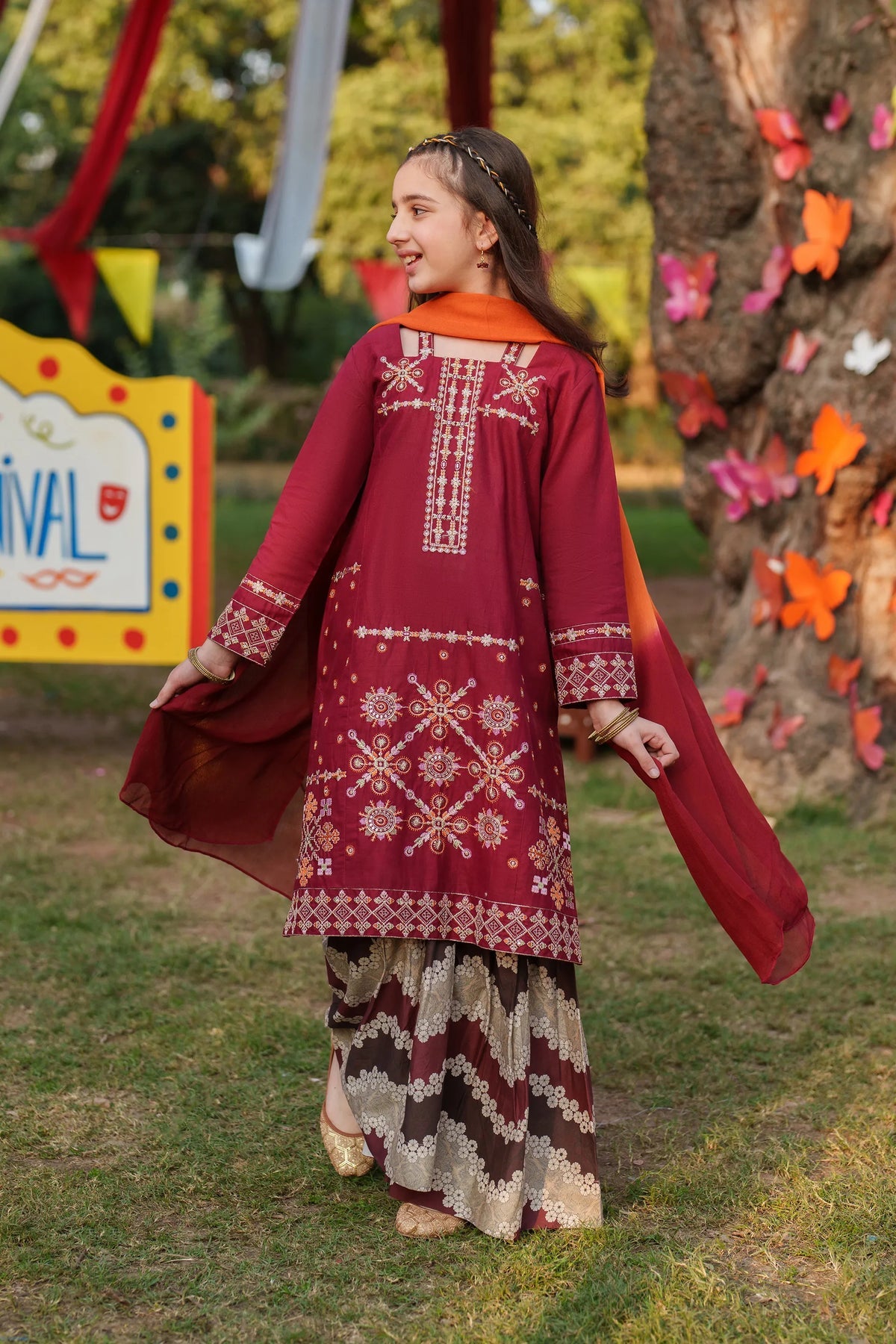 Garnet Embroidered Lawn Stitched 3 Piece Suit (Cherry Berry) | Summer Collection 2026
