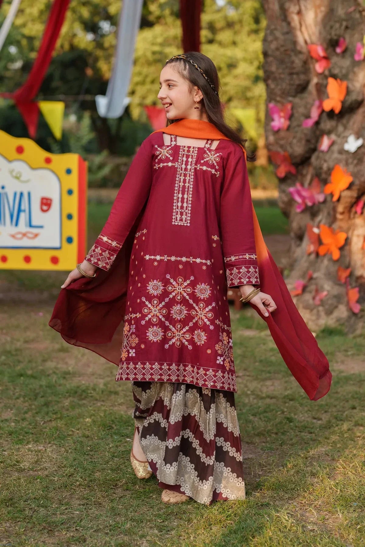 Garnet Embroidered Lawn Stitched 3 Piece Suit (Cherry Berry) | Summer Collection 2026