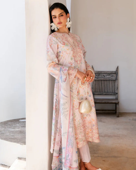 Aabyaan Shezlin Chikankari Lawn 2026 – Embroidered 3 Piece Suit (Unstitched) AZ-04