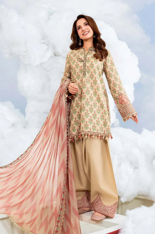 MariaB MBasics-Embroidered Lawn 3 Piece Unstitched Suit with Chiffon Dupatta (D12A)