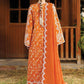 Afrozeh ELYORA 3-Piece Unstitched Lawn Suit | Tangerine-Orange Embroidered Shirt with Sheer Dupatta