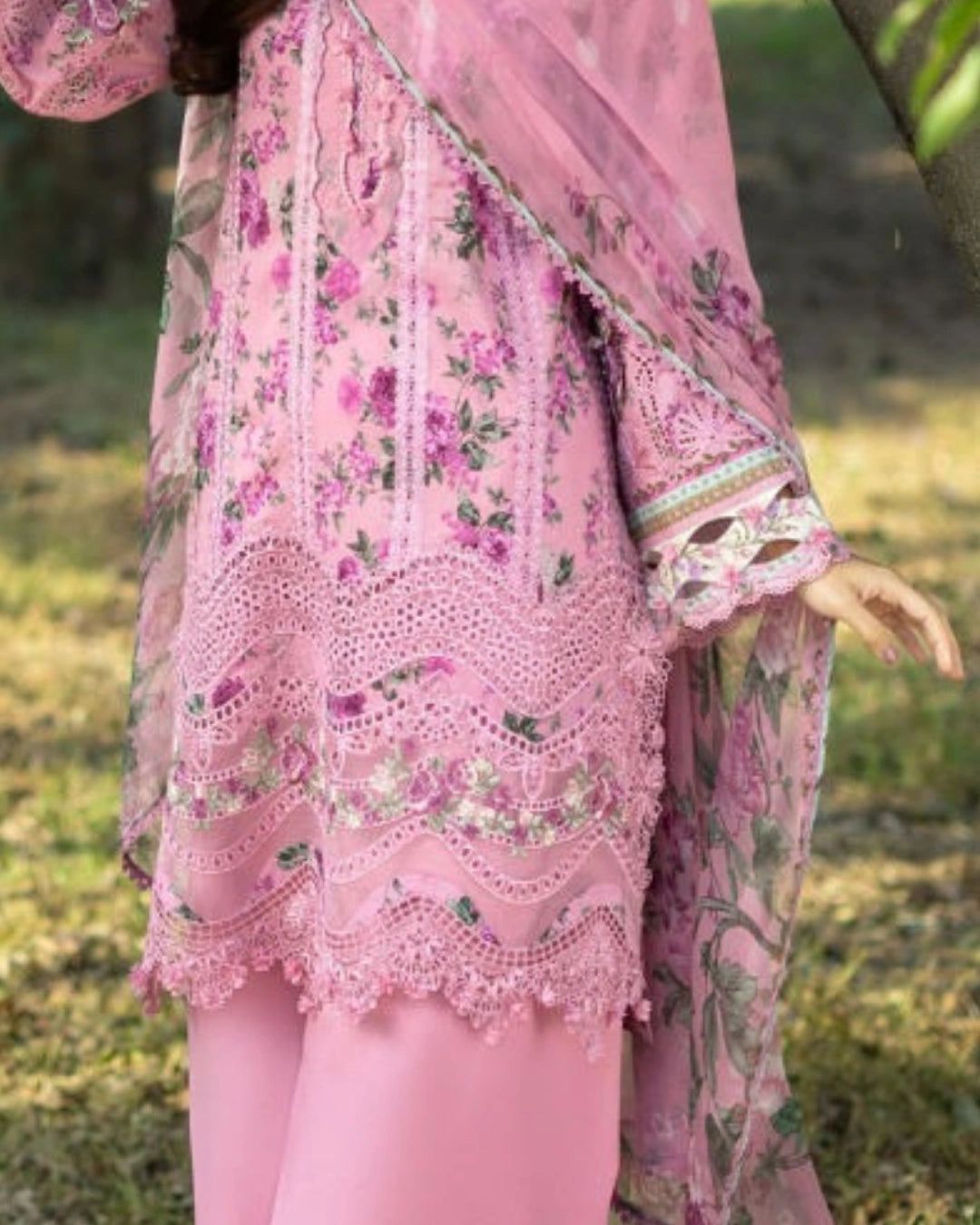 ELAF PREMIUM - Chikankari - Prints Collection with Chiffon (unstitched)