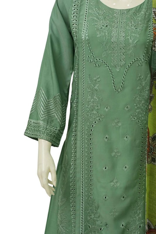 Pasand of Lahore 3-Piece Premium Viscose Suit – Pista (PL-337)