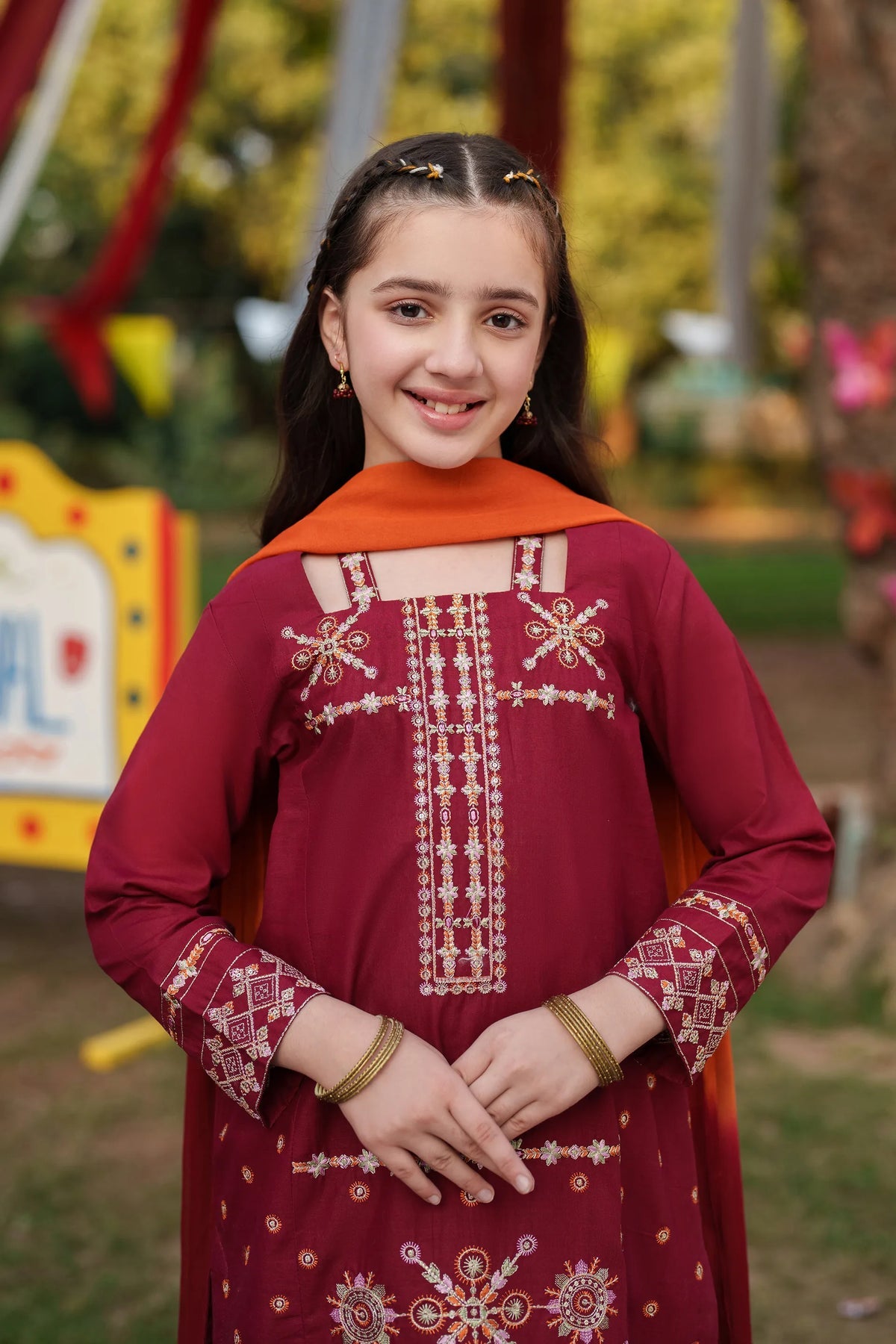 Garnet Embroidered Lawn Stitched 3 Piece Suit (Cherry Berry) | Summer Collection 2026
