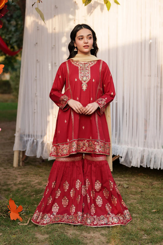 Garnet Embroidered Lawn Stitched 3 Piece Suit (Lush blush) | Summer Collection 2026
