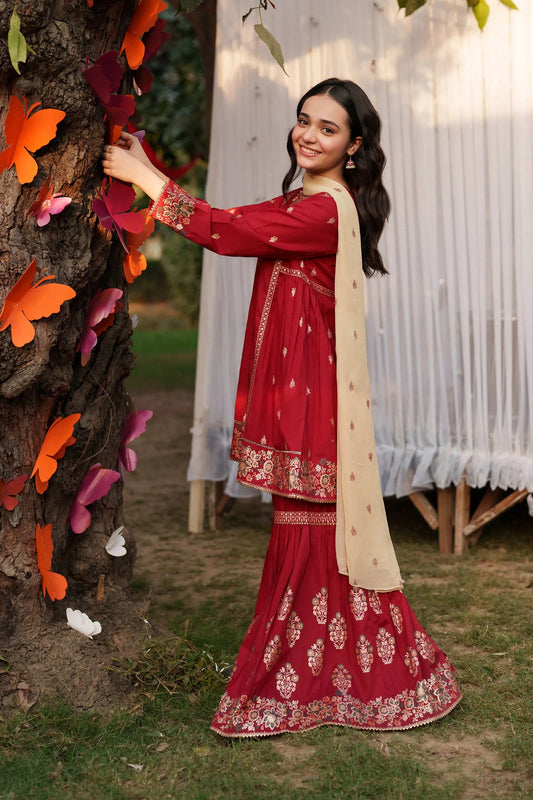 Garnet Embroidered Lawn Stitched 3 Piece Suit (Lush blush) | Summer Collection 2026