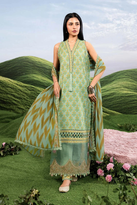 MariaB MBasics-Embroidered Lawn 3 Piece Unstitched Suit with Chiffon Dupatta (D12B)