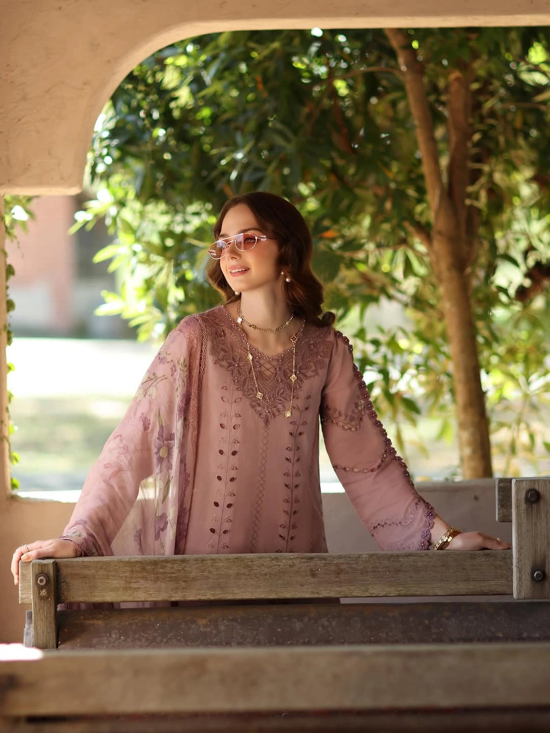 Noor Luxe Chikankari 3-Piece Unstitched Lawn Embroidered Suit (D4 - B)
